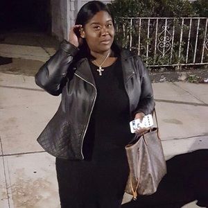 Forever 21 quilted detailed leather jacket